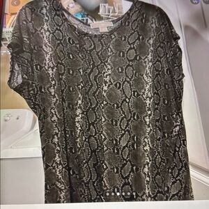 Michael Kors Black and Gray Snakeskin Blouse